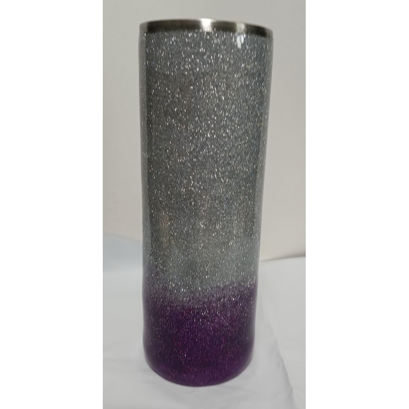 20oz Purple and Silver skinny Tumbler- Ready to Personalize!